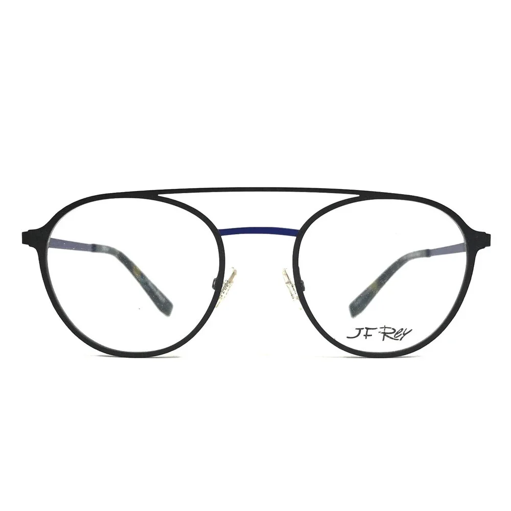 J.F. Rey Eyeglasses Frames JF2821 0520 Black Blue Round Wire Rim 48-20-146